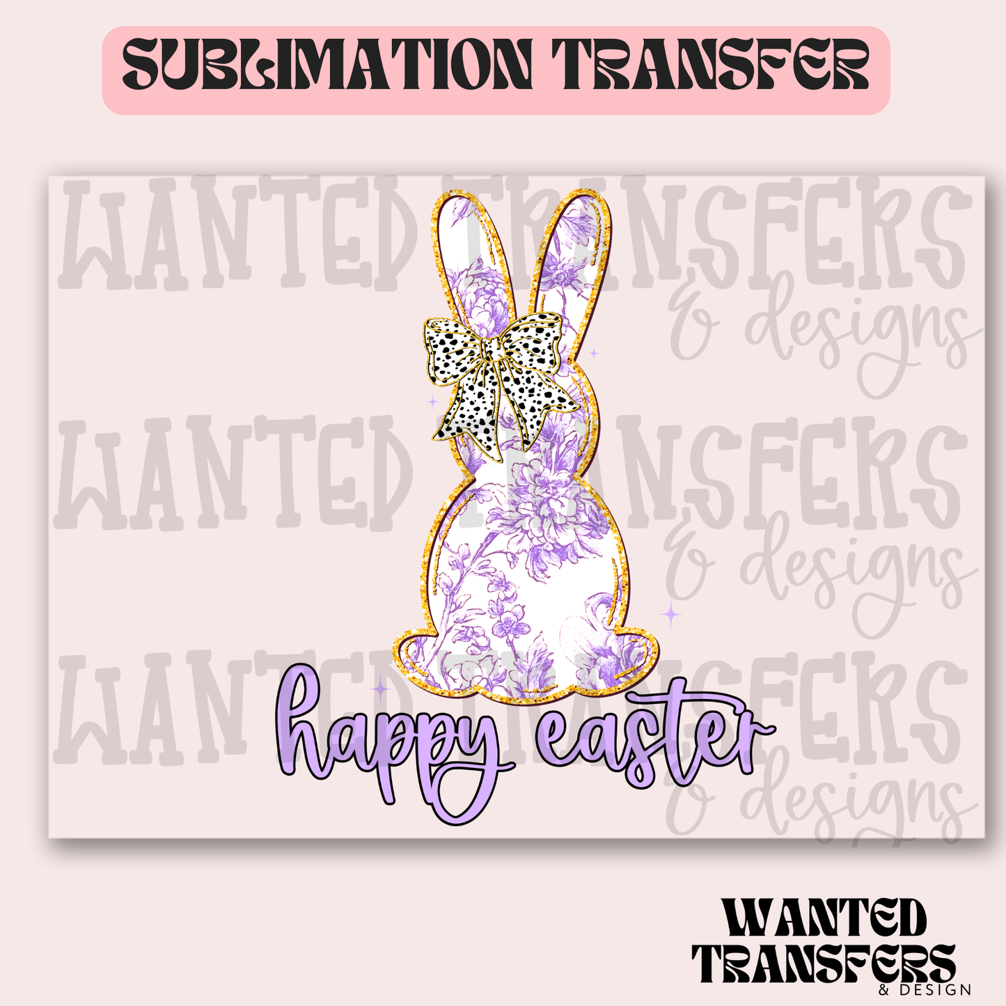 Purple Floral Easter Bunny Exclusive Sublimation Transfer