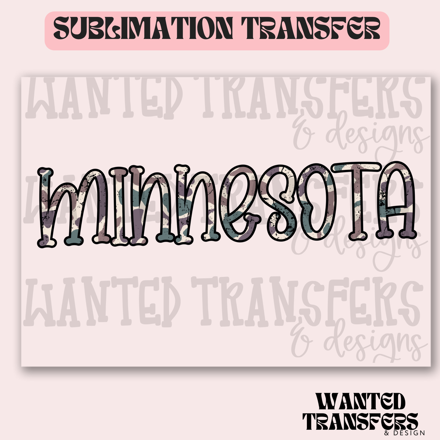 Camo Minnesota Exclusive Sublimation Transfer