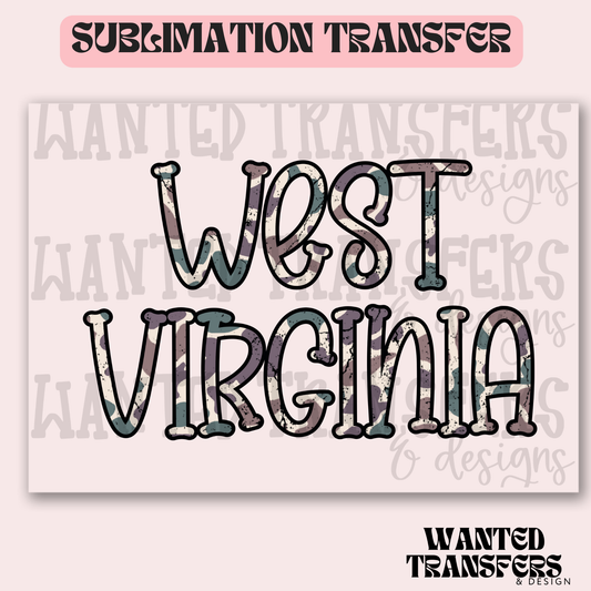 Camo West Virginia Exclusive Sublimation Transfer