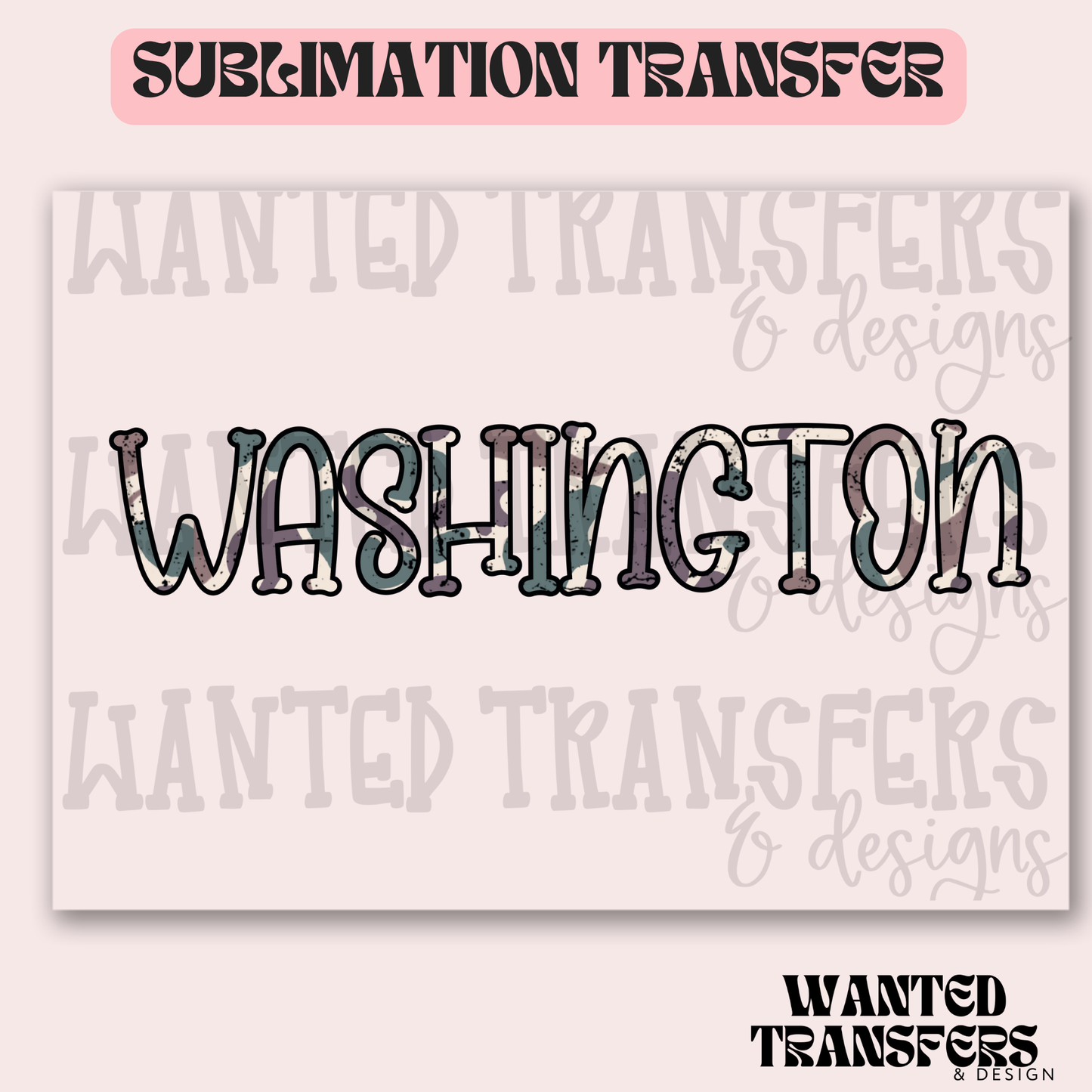 Camo Washington State Exclusive Sublimation Transfer