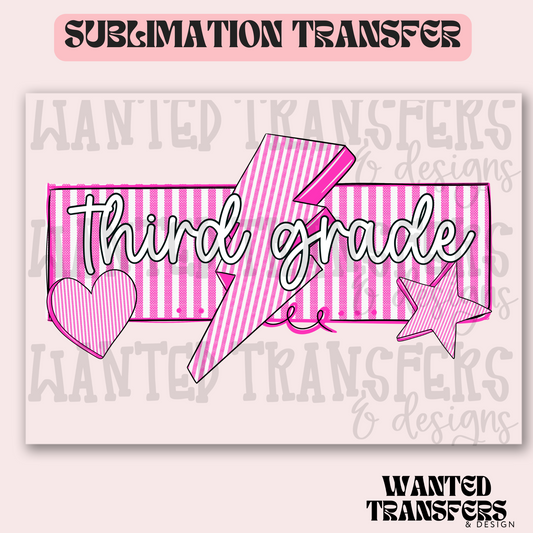 Retro Pink Third Grade Exclusive Sublimation Transfer