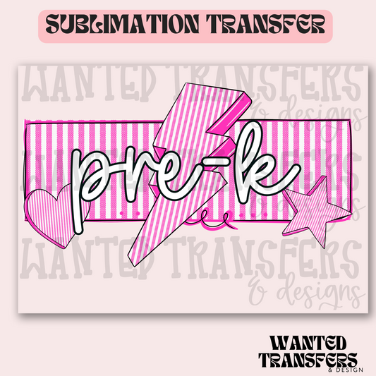 Retro Pink Pre-K Exclusive Sublimation Transfer