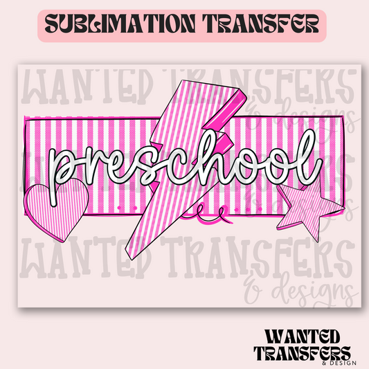 Retro Pink Preschool Exclusive Sublimation Transfer
