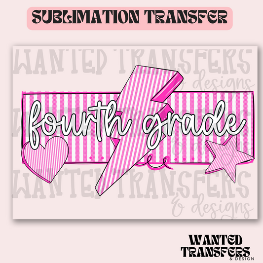 Retro Pink Fourth Grade Exclusive Sublimation Transfer