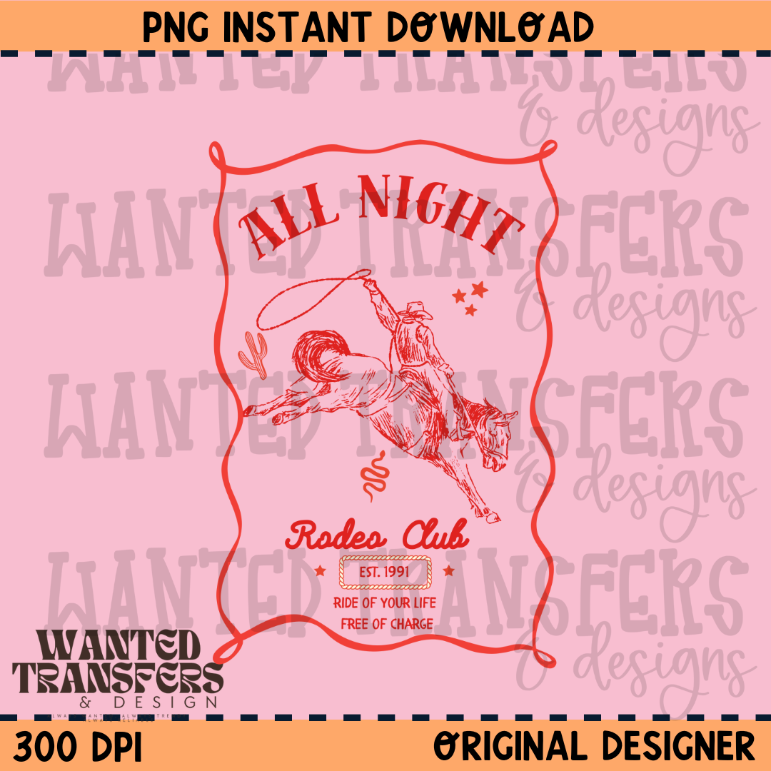 All Night Rodeo Club PNG Digital Download