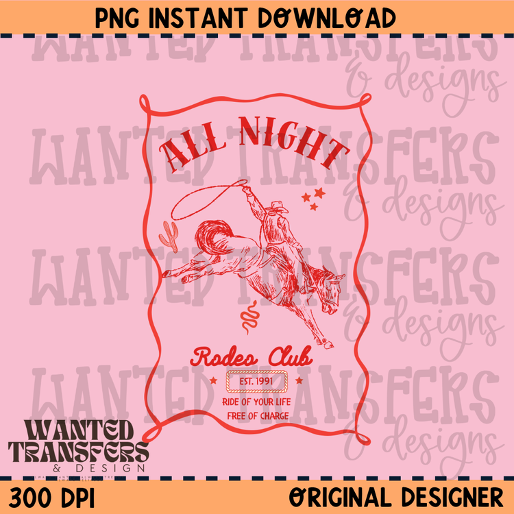 All Night Rodeo Club PNG Digital Download