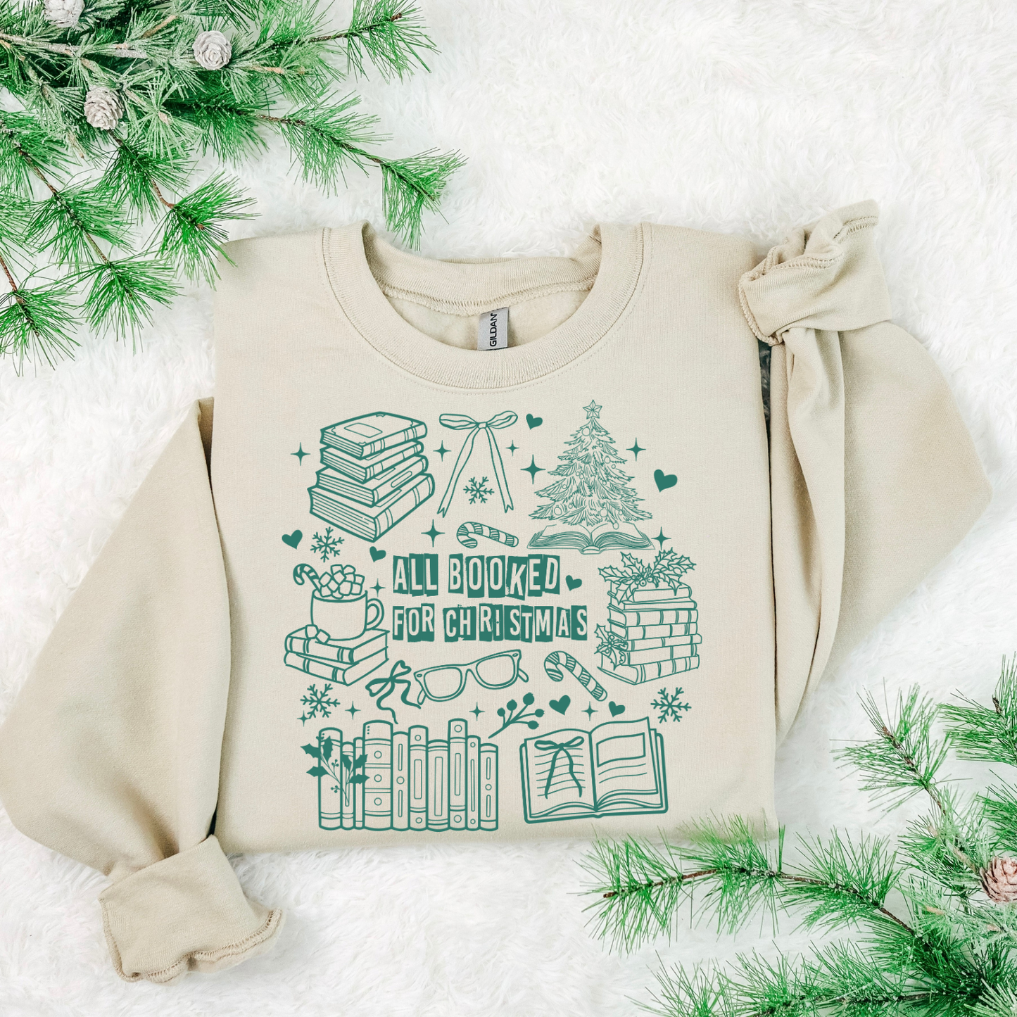 All Booked For Christmas Green DTF Transfer