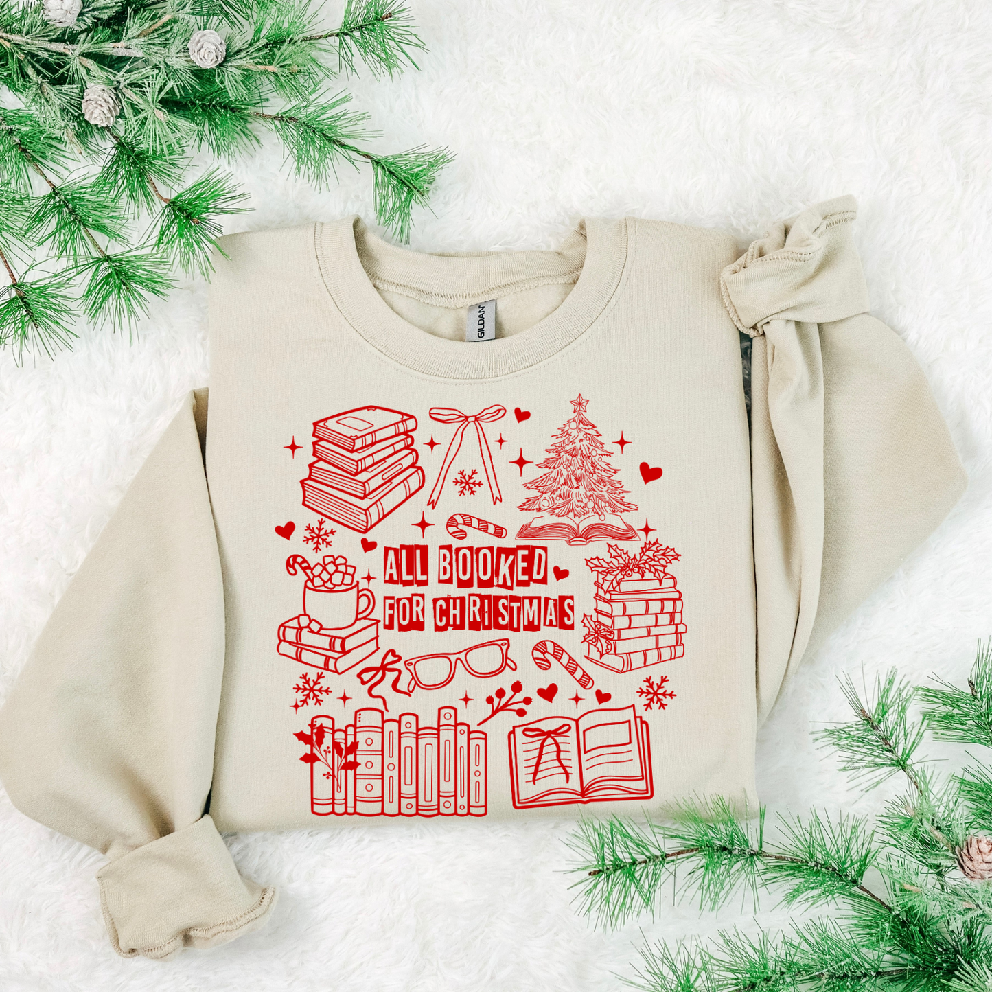 All Booked For Christmas Red DTF Transfer