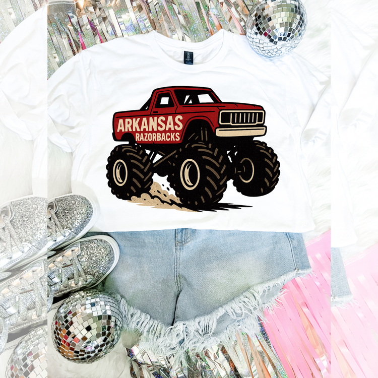 Monster Truck Game Day Arkansas Razorbacks DTF Transfer
