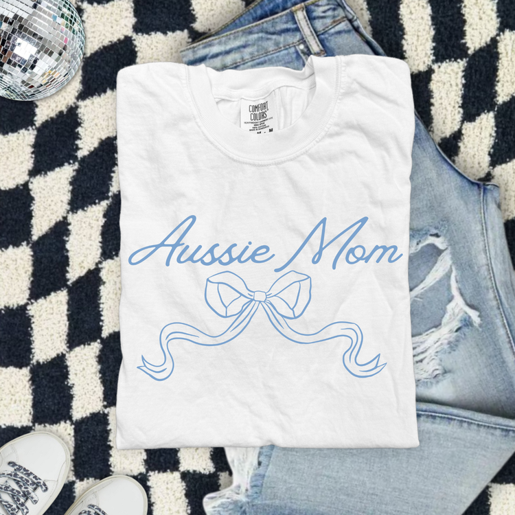 Aussie Mom Blue Coquette DTF Transfer