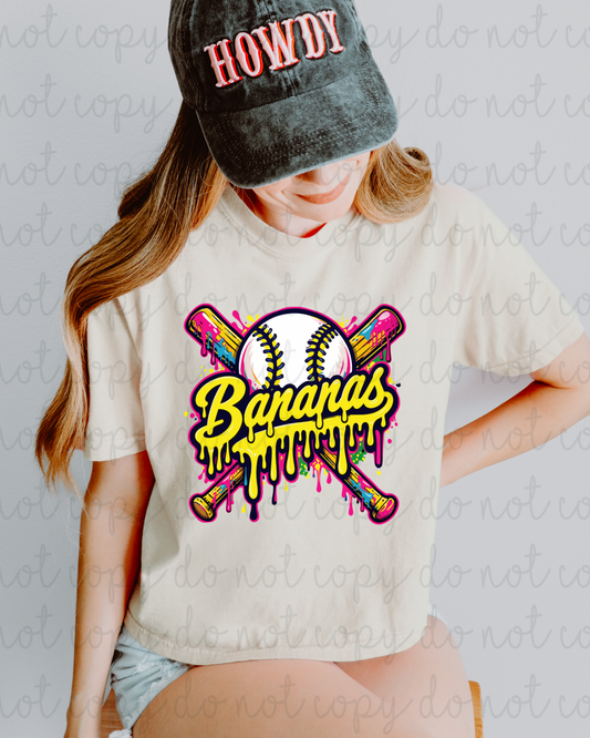 Bananas Baseball DTF Transfer