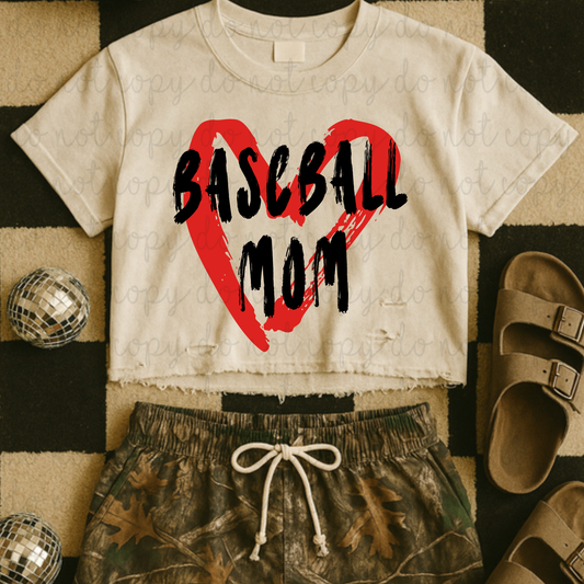 Baseball Mom Heart DTF Transfer