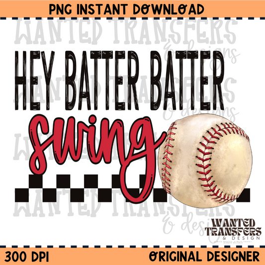 Hey Batter Batter Swing Baseball PNG Digital Download