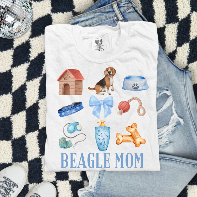 Beagle Mom Blue Collage DTF Transfer