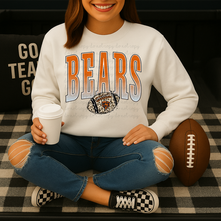 Bears Leopard Print Football DTF Transfers