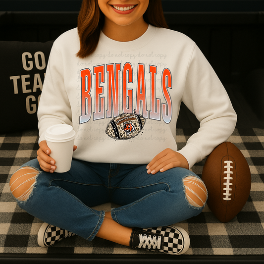 Bengals Leopard Print Football DTF Transfers