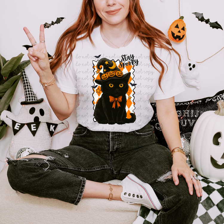 Spooky Black Cat DTF Transfer