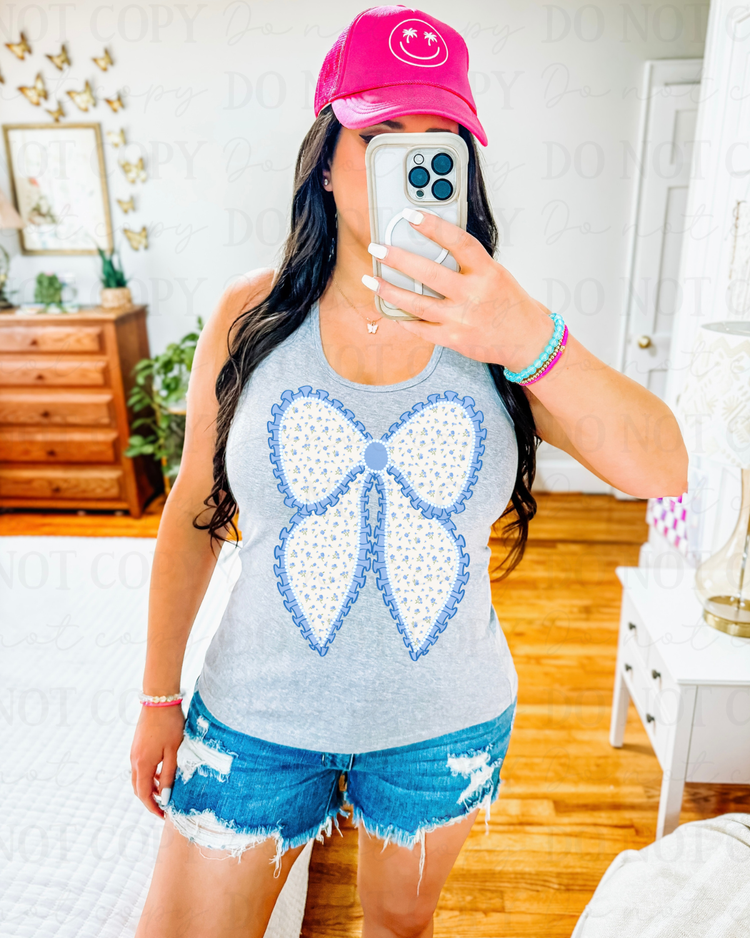 Blue Ruffle Bow DTF Transfer