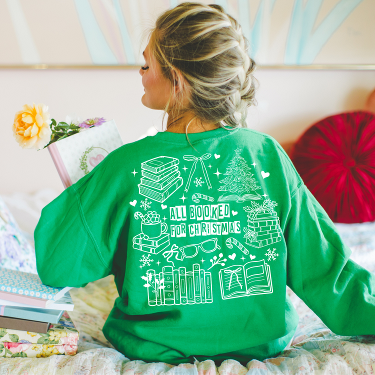 All Booked for Christmas Bookish Single Color Screen Print Transfer