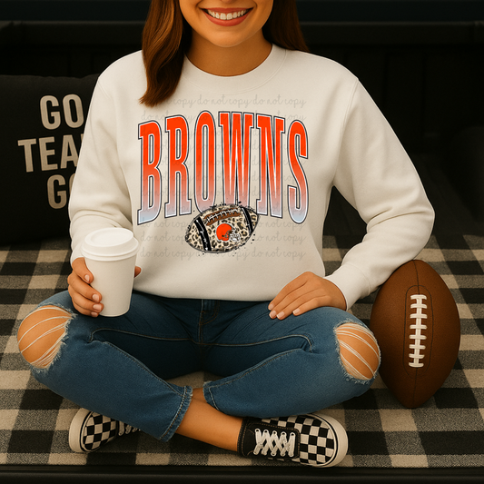 Browns Leopard Print Football DTF Transfers