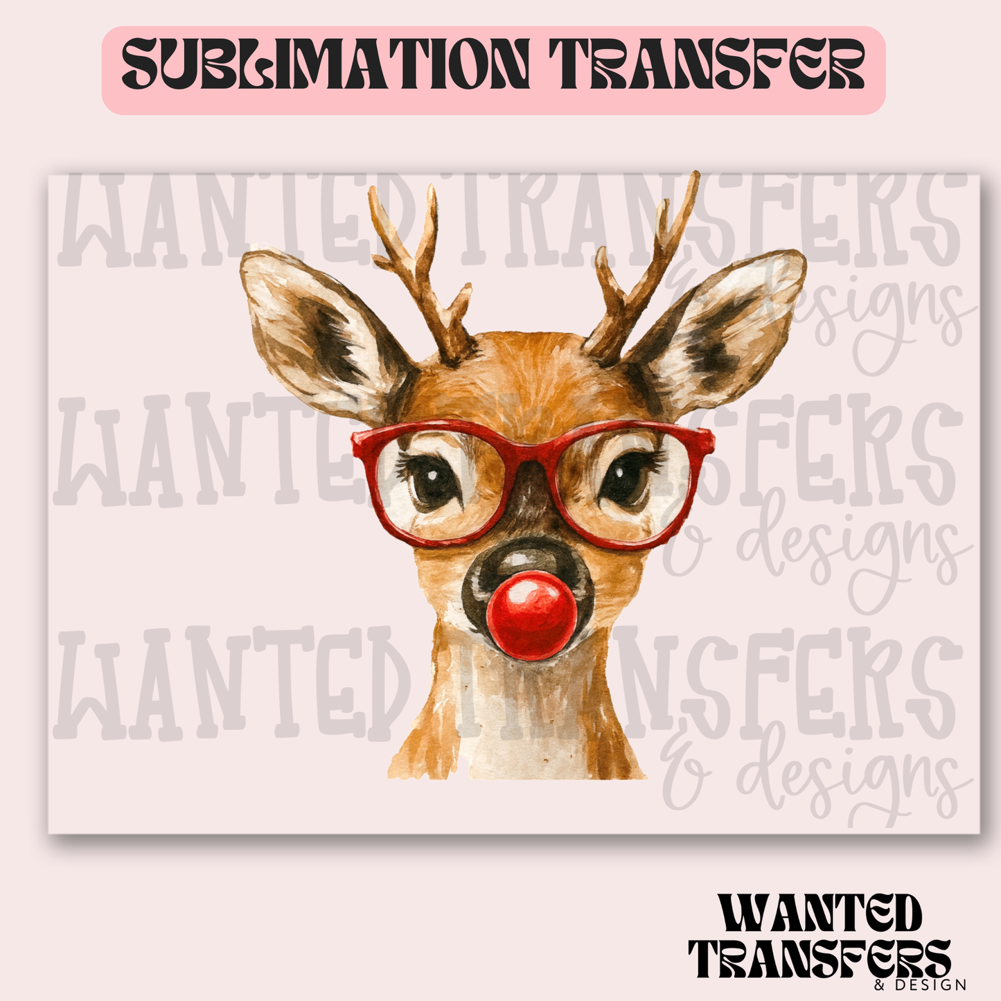 Bubblegum Reindeer Exclusive Sublimation Transfer