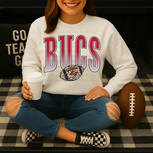 Bucs Leopard Print Football DTF Transfers
