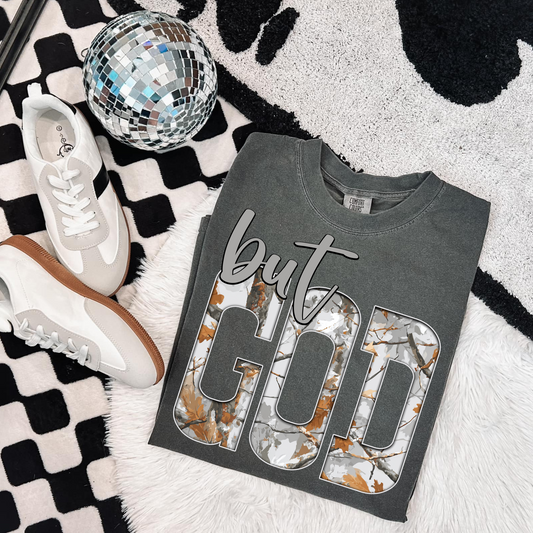 But God White Camo Clear Film Screen Print Transfer