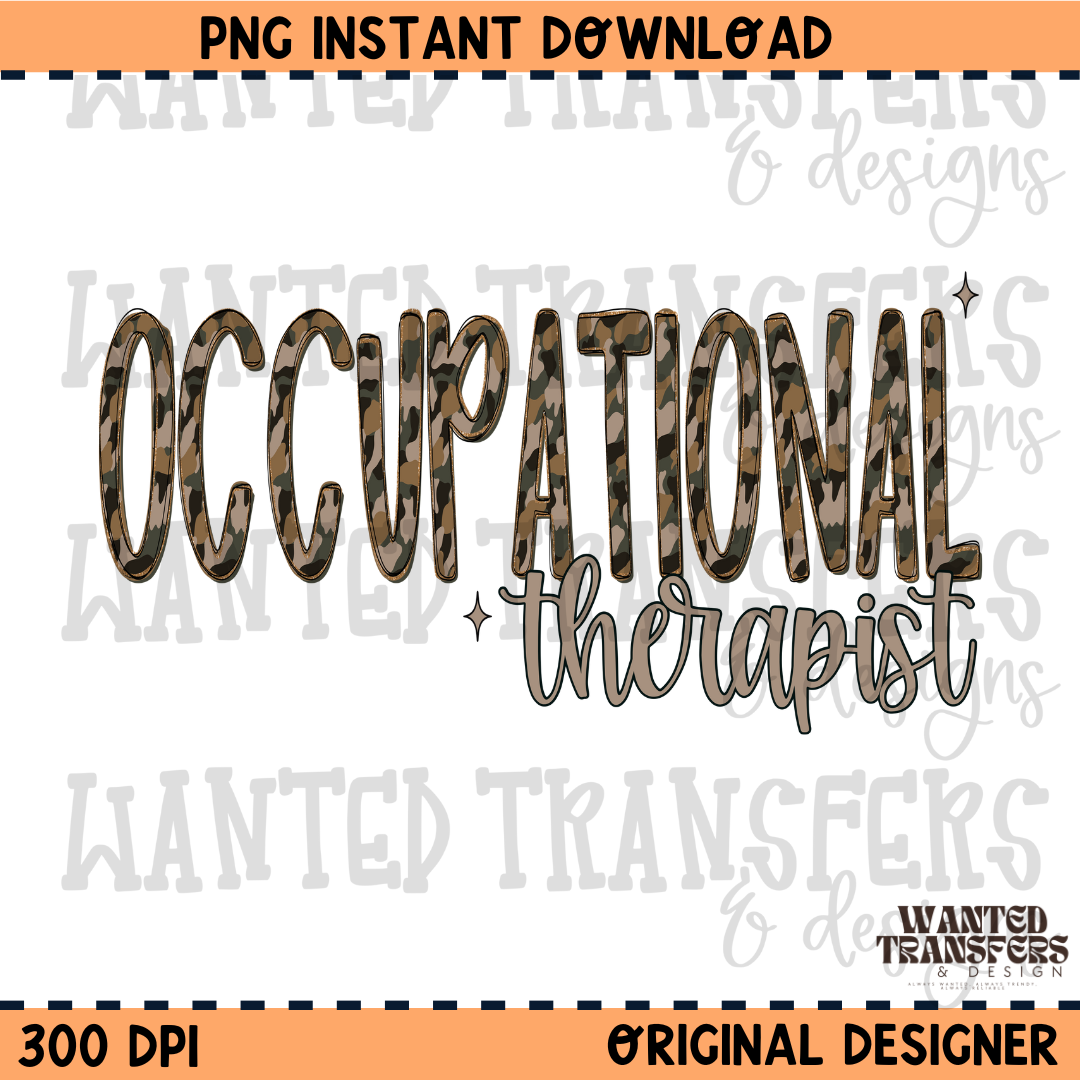 Camo Occupational Therapist PNG Digital Download
