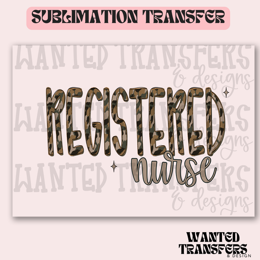 Camo Registered Nurse Exclusive Sublimation Transfer