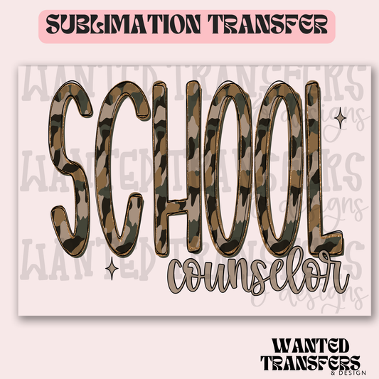 Camo School Counselor Exclusive Sublimation Transfer