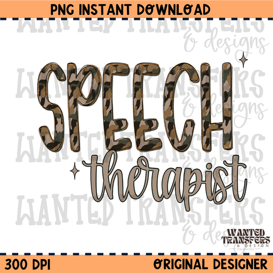 Camo Speech Therapist PNG Digital Download