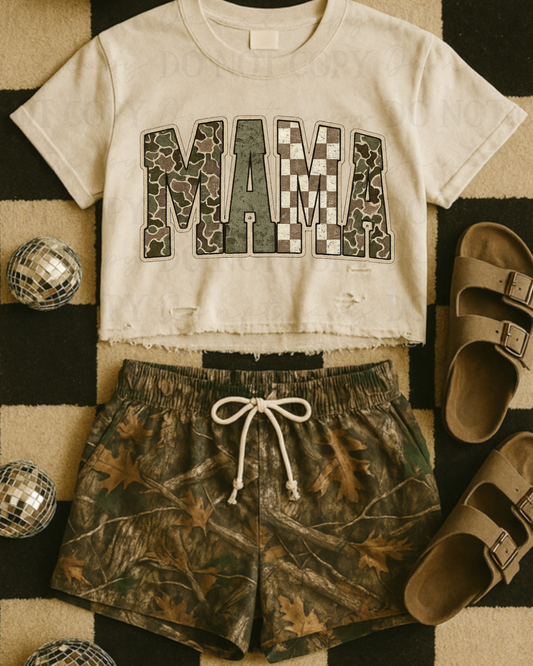 Camo And Checkered Mama DTF Transfer