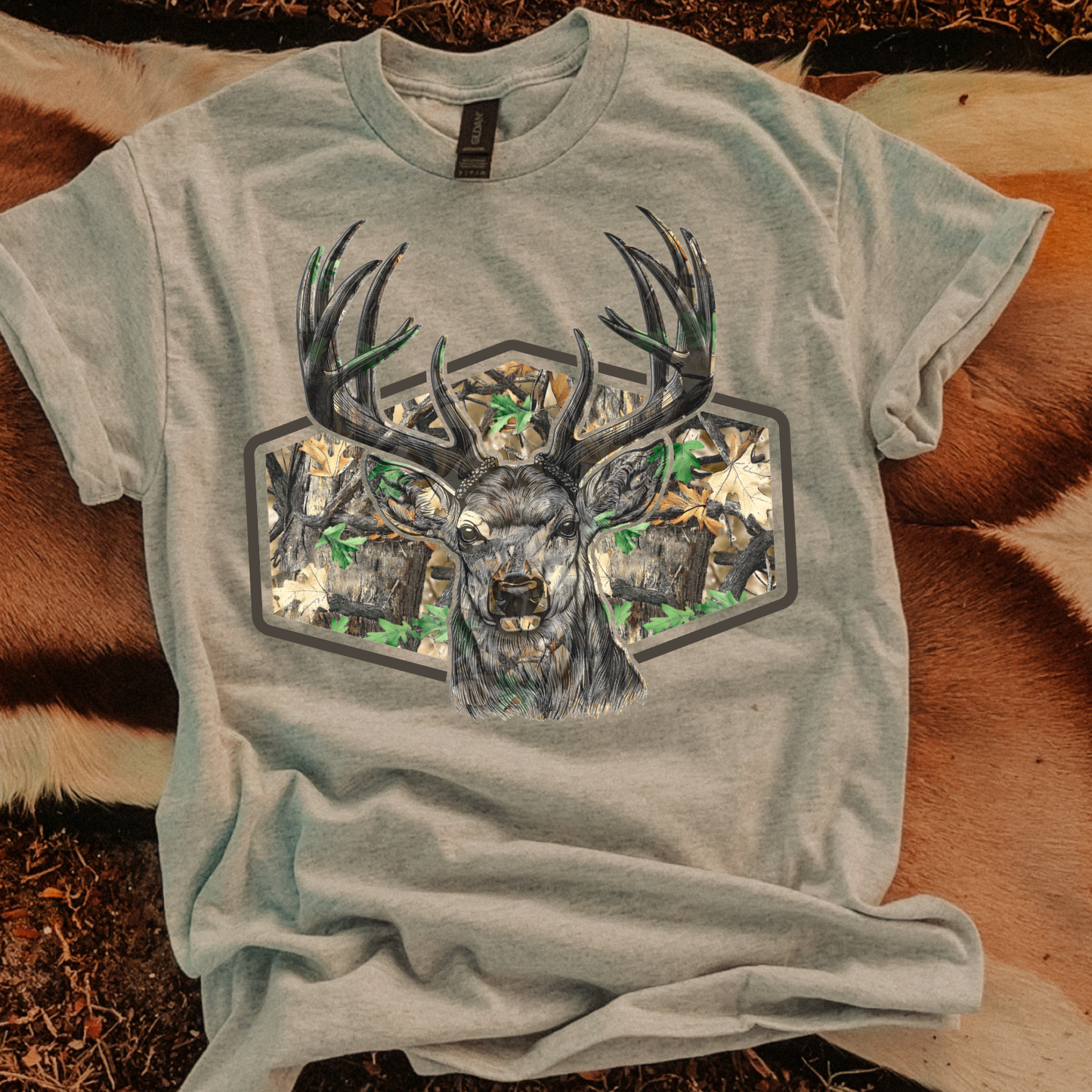 Camo Buck Frame DTF Transfer