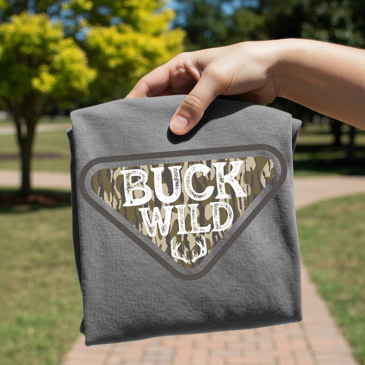 Camo Buck Wild Antlers DTF Transfer
