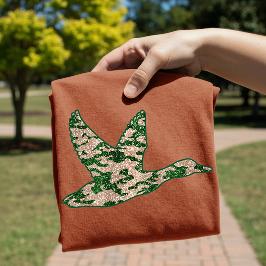 Camo Duck Flying DTF Transfer