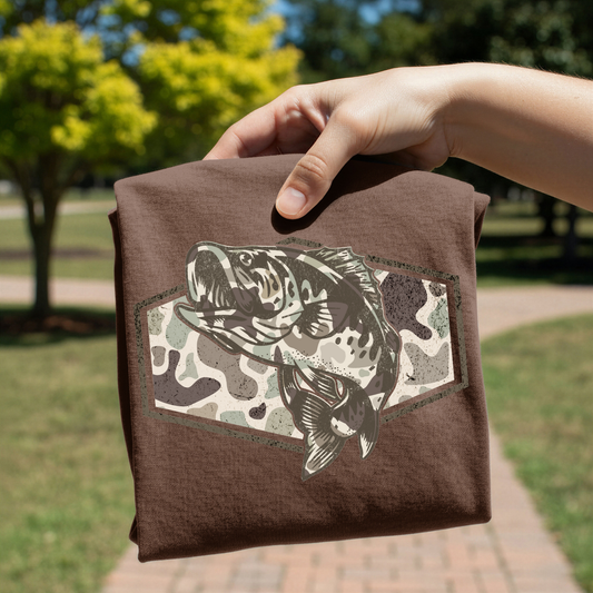 Camo Fish Frame DTF Transfer