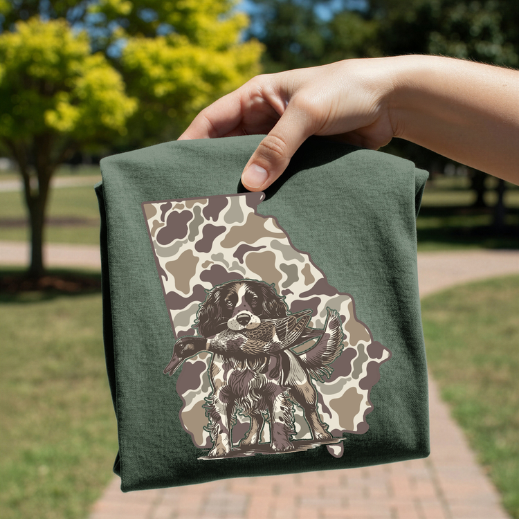 Camo Georgia Spaniel Hunt DTF Transfer