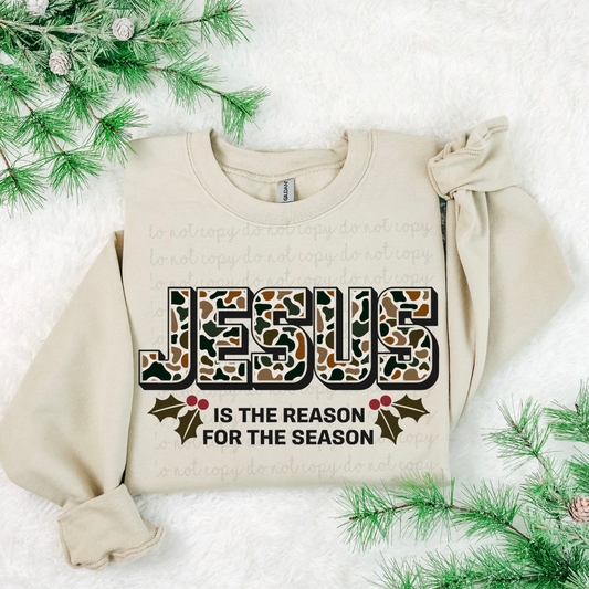 Camo Jesus Is The Reason For The Season DTF Transfer