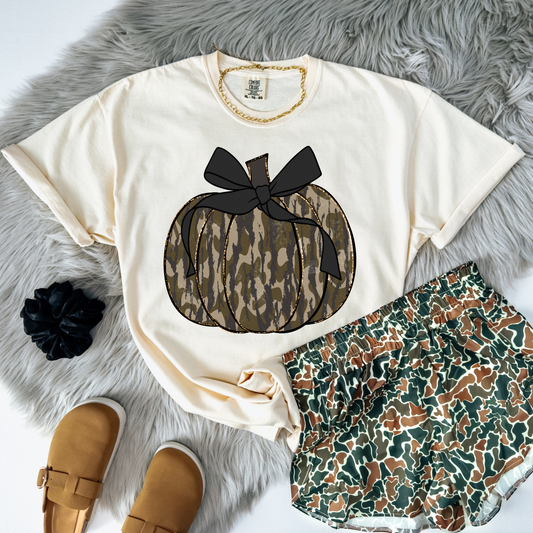 Camo Pumpkin Black Coquette DTF Transfer