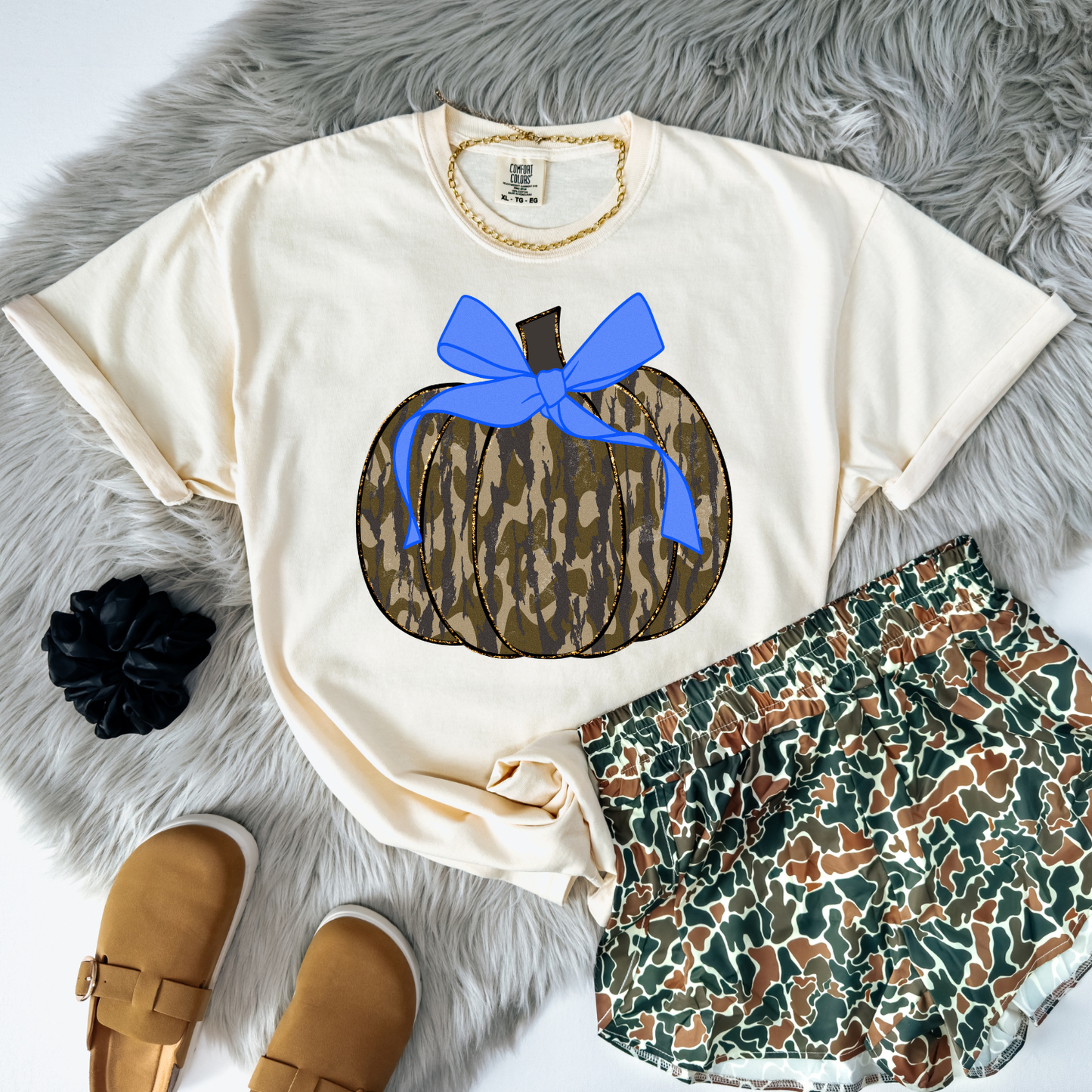 Camo Pumpkin Blue Coquette DTF Transfer