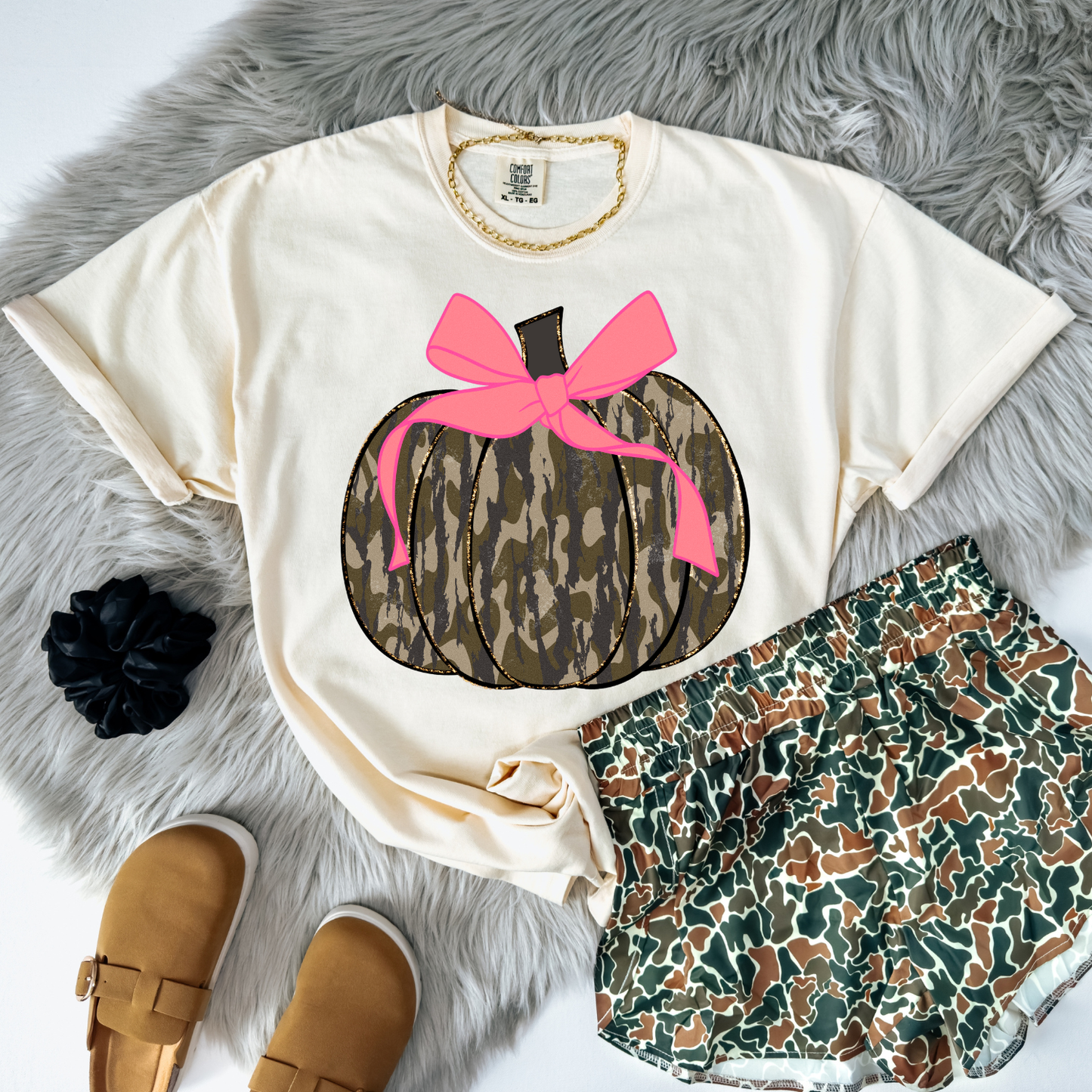 Camo Pumpkin Pink Coquette DTF Transfer