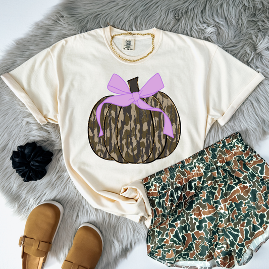 Camo Pumpkin Purple Coquette DTF Transfer