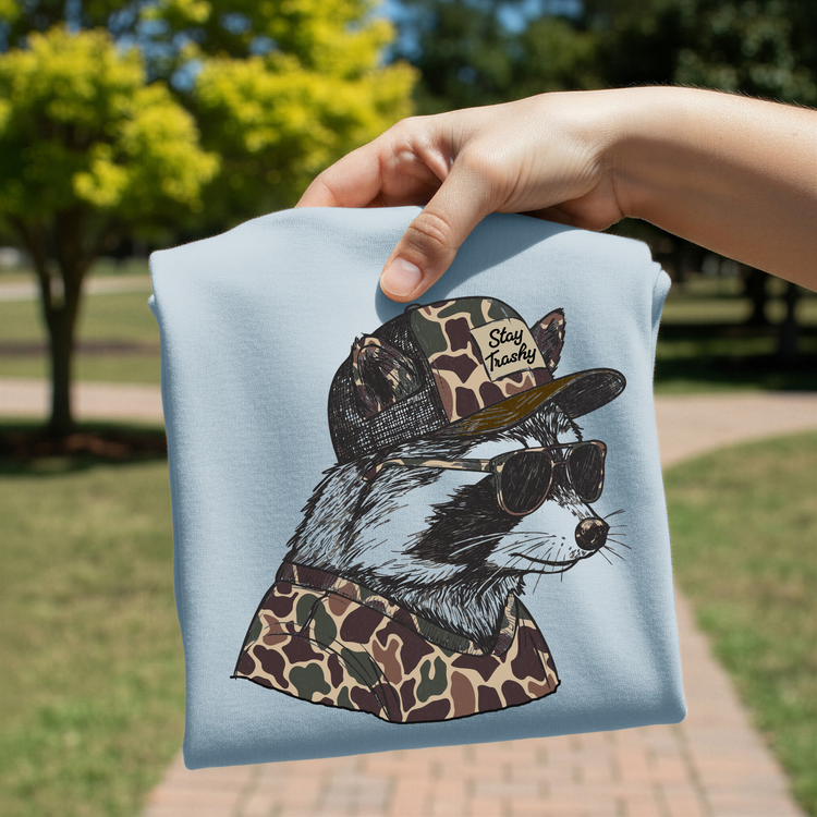 Camo Racoon Stay Trashy DTF Transfer