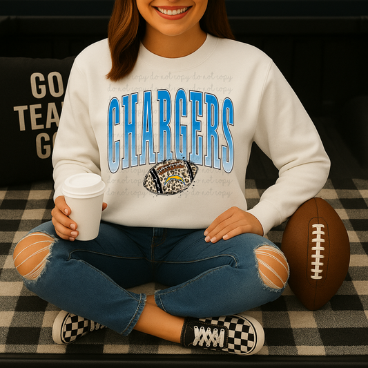 Chargers Leopard Print Football DTF Transfers