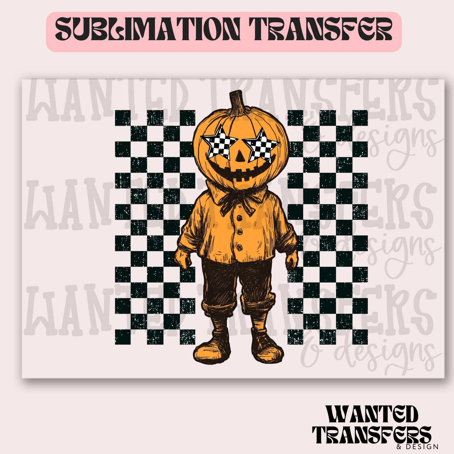 Checkered Pumpkin Guy Exclusive Sublimation Transfer