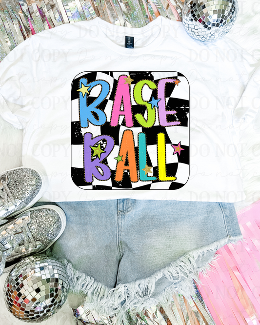 Checkered Baseball DTF Transfer