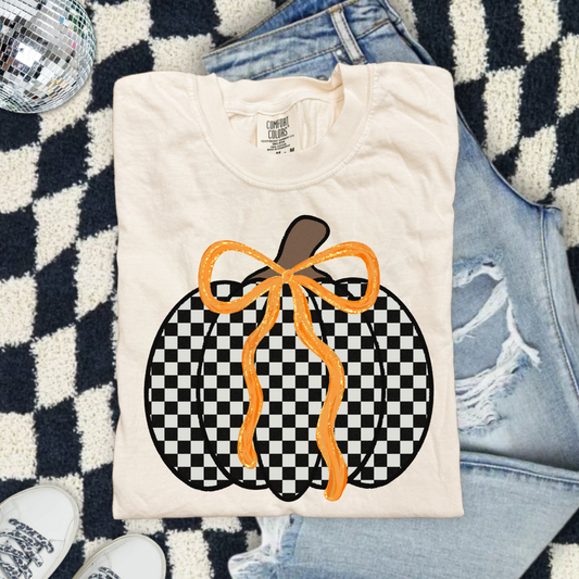 Checkered Pumpkin DTF Transfer