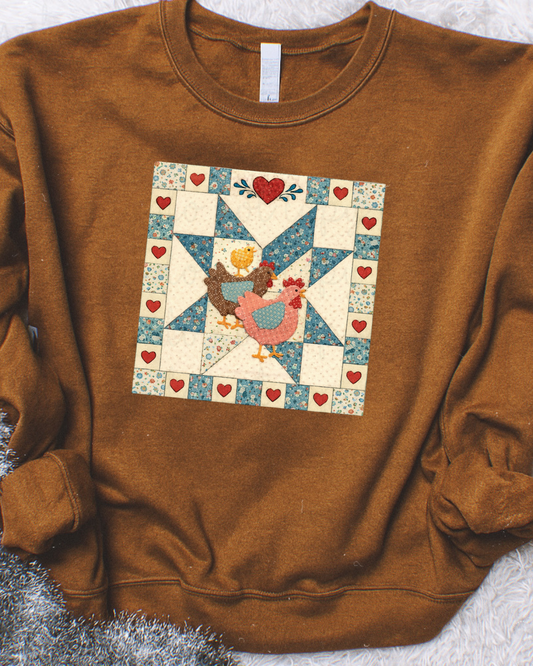 Chicken Quilt Patch DTF Transfer