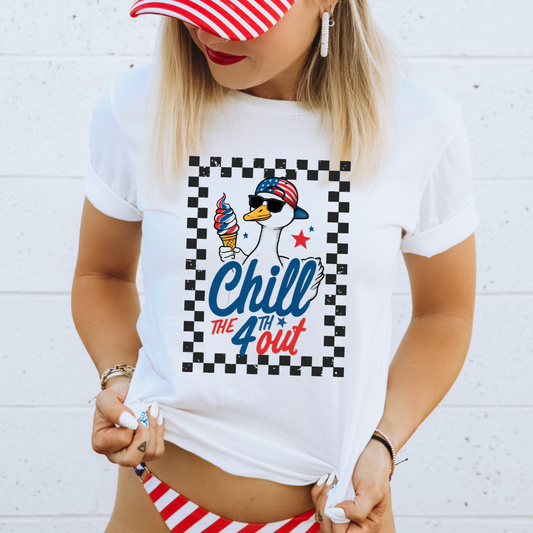Black Checkered Chill The 4th Out DTF Transfer