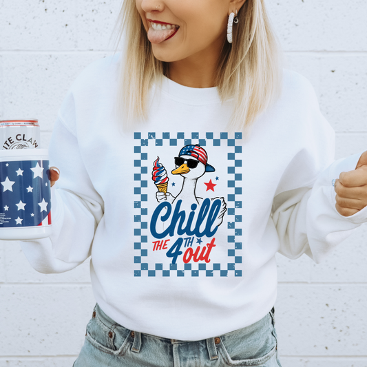 Blue Checkered Chill The 4th Out DTF Transfer